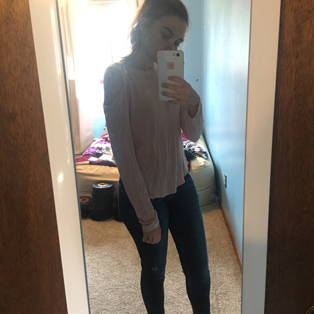Pink Cold-Shoulder Top